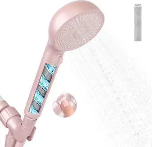 Filtered Shower Head with Handheld Kit - High Pressure 3-Spray Modes & Carbon Filtration System, Includes Hose (Pink)