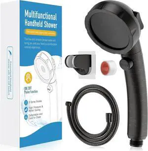 High Pressure Shower Head with Handheld, On Off Shower for RV, Water Saving Shower Head with Stop Button and 3 Modes, Detachable RV Shower Head with Hose and Bracket (Oil-Rubbed Bronze)