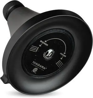 Niagara Conservation N3915MB Earth Luxe 3-Spray with 1.5 GPM 3.35-in. Wall Mount Adjustable Fixed Shower Head in Matte Black, 1-Pack | Bathroom Shower Head Sprayer with Pressure Compensation
