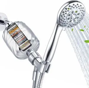 Filtered Shower Head with Handheld 5-Mode Sprayer with 24-Stage High Output Filter 99% Chlorine Remove to Clean and Soft Hard Water then Improve Hair &Skin Leak-Proof with 70 inch Hose