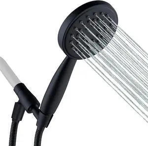 All Metal Hand Held Shower Head with 70 Inches Hose and Holder, Made with Stainless Steel and Brass, High Pressure Handheld Showerhead, Adjustable BracketExtra Long Flexible Hose (Matte Black)