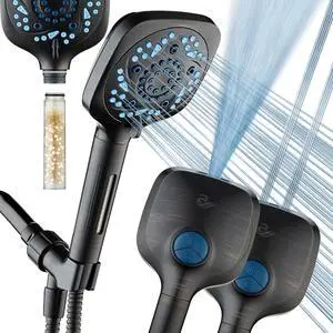 AquaCare High Pressure 10 Spray Mode Filtered Showerhead - Handheld Shower Head Filters Chlorine to Heal Dry Skin, Revive Hair - Dual Power Wash Cleans Tub, Tile, Pets - Hard Water Softener, ORB