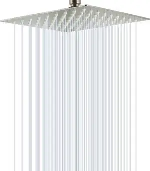 SOLVEX Rain Shower Head - High Pressure Rainfall Shower Head Made of Stainless Steel - High Flow Waterfall Bathroom Square Showerhead (10" Chrome,SP-50020)