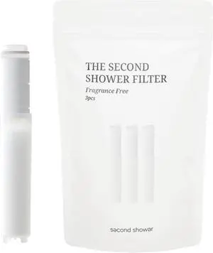 SecondShower Clinically Proven Filter for Skin Health, Removes 99% of Chlorine & Chloramine, NSF Certified Filtration for Hard Water, Eco Friendly Natural Vitamin C Shower Filter (3 Pack)