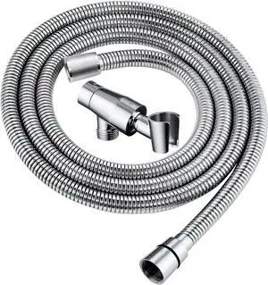 G-Promise All Metal Shower Head Holder with Hose/Solid Brass Adjustable Arm Mount / 71 Inch Flexible Stainless Steel Hose/Wall Mount Handheld Shower Head Replacement (Chrome)