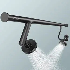 Double Shower Heads for Two People Rod - Dual Shower Head System for Couples - 2 Person Showerhead Gifts - Thicker 304 Stainless Steel, High Pressure, Adjustable, Bathroom Upgrade - Black