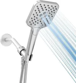 Gabrylly Shower Head with handheld, High Pressure 3-Setting Handheld Shower Head Set with 59" Stainless Steel Shower Hose and Angle Adjustable Bracket, Brushed Nickel
