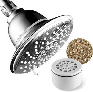 HOTEL SPA - Shower Head High Pressure with Shower Filter - 6 Inch Rain Shower Head - Enriched KDF, Showerhead Filter for Hard Water, 6-Setting, Ultra-Luxury, Showerspa (Chrome)