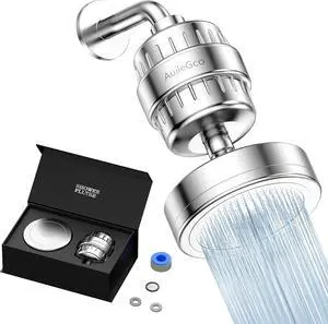 25+3 Stage AuileGco High-Output Filtered Shower Head Set-Shower Filter for Hard Water, Heavy Metals, Chlorine and Harmful Substance