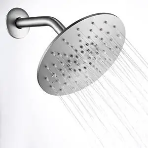 Rainfall Shower Head, MEDIOMI Rain Shower Head Set - Ultra-Thin Design High Flow Stainless Steel Large Round Rain Shower Heads with Shower Arm and Flange (8-Inch, Brushed Nickel)