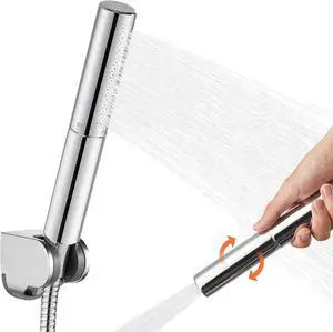 Heyalan Brass 2 in1 Function Handheld Spray Hand Shower High Pressure Handheld Sprinklert Shower Wand with Shower Hose and ABS Hand Shower Holder, Polished Chrome