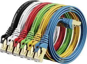 Cat 7 Ethernet Cable 1 ft 6 Pack (Highest Speed Cable) Cat7 Flat Shielded Ethernet Patch Cables - Internet Cable for Modem, Router, LAN, Computer - Compatible with Cat 5e, Cat 6 Network