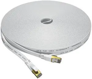 Cat 8 Ethernet Cable 65 FT, Outdoor&Indoor High Speed Heavy Duty Network LAN Internet Cable,SFTP Gold Plated RJ45 40Gbps 2000Mhz Patch Cord, for Modem/Router/Gaming,Faster Than Cat7/Cat6/Cat5-White