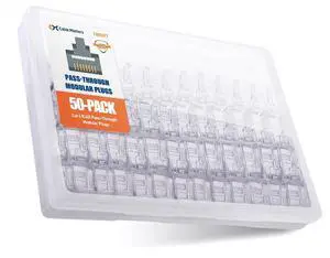 Cable Matters 50-Pack Cat 6 Pass Through RJ45 Connectors, 50µ Gold Plated (Cat 6 Ends / Cat6 Connector /RJ45 Modular Plugs/Ethernet Plugs/Network Connector) for Solid or Stranded UTP Ethernet Cable