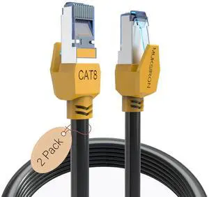Cat 8 Ethernet Cable 10 ft 2 Pack, Heavy Duty high Speed 26AWG Internet Network Cable, 40Gbps,2000Mhz RJ45 Shielded Patch Cord, Indoor&Outdoor Weatherproof LAN Cable for Modem/Gaming