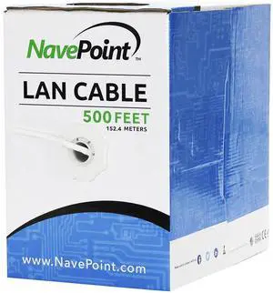 NavePoint CAT6 Ethernet Cable - CCA Bulk CAT6 Cable 500ft Ethernet Cable, 550MHz, 23AWG 4 Pair, Unshielded Twisted Pair (UTP), Solid White