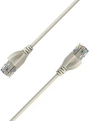 Elfcam® - 7m/22.96ft Ultra Slim Cat 6A Ethernet Cable 10Gbps 32AWG UTP OD2.8mm 500MHz, 10Gb Thin RJ45 Cat 6A Patch Cord for LAN, Router, Modem, Xbox, Laptop and Servers, White, 7 Meters