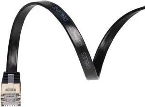 75FT U/FTP Flat Design CAT7 Gold Plated Shielded Ethernet RJ45 Copper Cable 10 Gigabit Ethernet Network Patch Cord (75FT, Black)