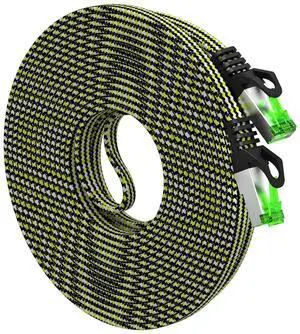 GEARit Cat 7 Ethernet Cable (25ft, 1-Pack) High Speed Nylon Braided Flat Internet Computer Patch Cord - Compatible Cat7/Cat6/Cat5e RJ45 LAN Router, Modem, Switch, Gaming - 25 feet GEARit Cat 7 Ethernet Cable (25ft, 1-Pack) High Speed Nylon Braided Flat Internet Computer Patch Cord - Compatible Cat7/Cat6/Cat5e RJ45 LAN Router, Modem, Switch, Gaming - 25 feet