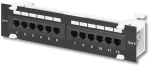 MANHATTAN 12-Port Network Patch Panel Cat-6  1U UL Listed - Wall Mount with 89D Bracket - Installer Grade 3µ Gold Plated Contacts - Lifetime Mfg Warranty 720779