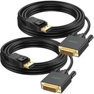 DisplayPort to DVI Cable 10ft 2-Pack, DP to DVI Cable Cord Male to Male Compatible with Computer, PC, Monitor, TV, Projector and More