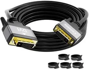 DVI-D 15 FT Gold Plated Dual Link Male to Male Cable, Aluminum Shells, 1080P, for PC, Desktop, Monitor, Projector, Gaming, HDTV, DVD, Black