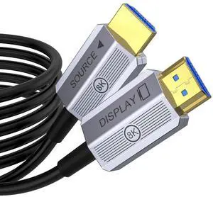 8K Fiber Optic HDMI Cable 50 ft, 48Gbps Long HDMI 2.1 Cable 8K@60Hz/4K@120Hz, Ultra HD HDR, eARC, Directional (Source to Display), for PS5 4 3/Xbox/TV/Monitor/Laptop/Projector/Blu-ray