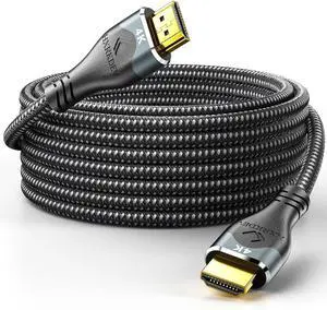 4K Long Hdmi Cable 50 ft, HDMI 2.0 Cable Braided, 4K@60Hz/2K/1080P/3D ARC/Ethernet Gold Plated HDMI Cord, Ultra High Speed Hdmi Cable for UHD TV, Monitor, Laptop, Xbox, PS5/PS4