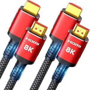 Snowkids 10K 8K HDMI 2.1 Cable 10FT 2-Pack, 48Gbps Ultra High Speed HDMI Braided Cord, Support 8K@60Hz 4K@120Hz, HDCP 2.2&2.3,eARC,Dynamic HDR,Compatible with Roku TV/HDTV/PS5/Blu-ray
