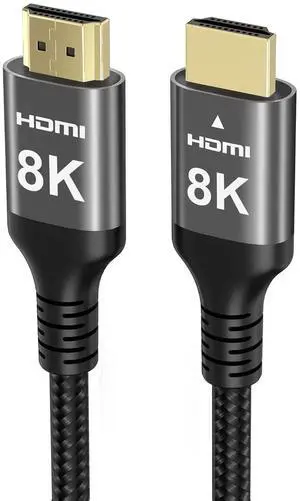 8K HDMI Cable 48Gbps 65 FT, Nylon Braided High Speed HDMI® Cable 4k 120Hz 2k 165Hz 8k 60Hz 12bit eARC ARC Dolby Atmos HDR10+ HDCP2.3 Compatible for Gaming PC TV Soundbar Monitor Mac PS5 Xbox