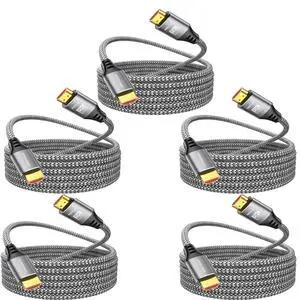 8K HDMI Cable 10FT 5-Pack, HDMI to HDMI Cord 4K@120Hz/144Hz, 8K@60Hz, HDMI 2.1 Support eARC, HDCP2.3/2.2, HDR10+ for KVM, PS5, Xbox, LG, Roku, Switch, Portable Monitor. 8K HDMI Cable 10FT 5-Pack, HDMI to HDMI Cord 4K@120Hz/144Hz, 8K@60Hz, HDMI 2.1 Support eARC, HDCP2.3/2.2, HDR10+ for KVM, PS5, Xbox, LG, Roku, Switch, Portable Monitor.