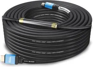 Postta HDMI 2.0V Cable(100 Feet) with Built-in Signal Booster-Support 3D,1080P,Ethernet,Audio Return-1 Pack(Blue)