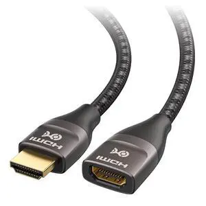 Cable Matters 48Gbps Ultra HD 8K HDMI Extension Cable - 3.3ft / 1m, Supports [8K@60Hz / 4K@240Hz with HDR], HDMI Male to Female Extender Cable, Graphite Black