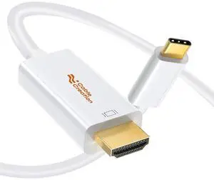 CableCreation USB C to HDMI White 10ft, Type C 4K Cord Thunderbolt 3/4 Compatible, Android Phone to TV, Work With iPhone 15 Series, MacBook, iPad Pro, Galaxy, Surface