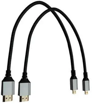 Seadream 4K Micro HDMI to HDMI Cable 1FT 2Pack High-Speed Full HDMI to Micro HDMI Braided Cord Support 3D 4K/60Hz 1080p