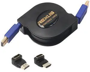 Retractable HDMI Cable Super Speed 1 M/1.8M 3 in 1 3D + 90°/270° Male to Female Adapter Converter (6ft(1.8M))