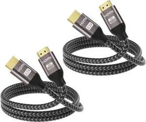 MT-VIKI 8K@60Hz HDMI Cable 3.3FT, 4K@120Hz, 48 Gbps HDCP2.2& 2.3, Ultra High Speed HDMI Certified-2 Packs