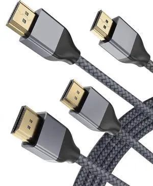 Basesailor 8K 60Hz HDMI Cable 10FT/3M 2Pack,48Gbps 7680P Ultra High Speed HDMI 2.1 Cord for Apple TV,Roku,Samsung QLED,PlayStation PS5,Xbox Series X/S,eARC HDR HDCP 2.2 2.3,2.0 4K 120Hz 144Hz