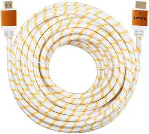 CableVantage Premium HDMI Cable 100FT 100feet V1.4 for 1080P 3D TV DVD PS4 PS3 360 HDTV Monitor Braided Nylon HDMI Cord, Gold Tip White