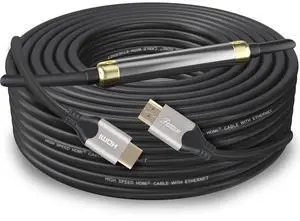 4K HDMI Cable 100Ft High Speed HDMI 2.0 Cable with Signal Booster Support 4K/60Hz,3D,1080P,18Gbps Transfer-Grey