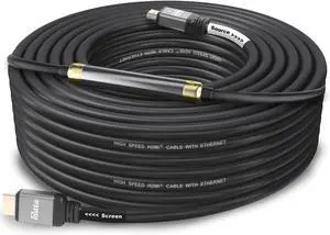 Postta HDMI 2.0V Cable(100 Feet) with Built-in Signal Booster-Support 3D,1080P,Ethernet,Audio Return-1 Pack(Grey)