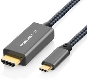 USB C to HDMI Cable 6ft, Preminum 4K Type C (Thunderbolt 3/4) to HDMI Braided Cord Compatible with MacBook Pro 2020/2019/2018, MacBook Air/iPad Pro 2018, Samsung Galaxy S10/S9, Surface Book 2