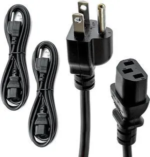 UL Approved 15ft Universal Power Cord (2 Pack) - IEC C13 to NEMA 5-15P Computer Monitor Cable for IT Departments, Data Centers & Bulk Purchasing - 18AWG 10A 125V