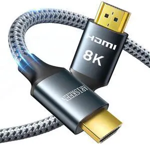 ARISKEEN 8K HDMI Cable 40FT, 48Gbps High Speed HDMI 2.1 Cable, 8K 60Hz, 4K 120Hz 144Hz Support for HDR 10, HDCP 2.2 2.3, eARC, DTS:X, Braided HDMI Cord Compatible with Laptop/HDTV/Monitor - 40 Feet