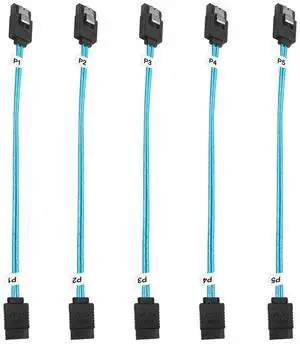 5Pack SATA III Cable:8 inch Short-SATA Cable Thin 0.2M, Straight Flexible 6Gb Data with Locking Latch for Hard Drive,SDD, HDD (0.6FT)