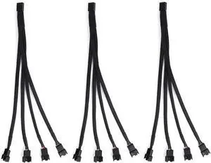 Aypzuke 3 Pack Computer PC PWM Fan Splitter Cable 1 to 4 (4 Pin+3 Pin)