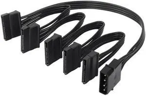 SinLoon IDE to SATA Power Splitter Cable, LP4 4 Pin Male to 5 SATA Female Power Extension Hard Drive Cable,for HDD SSD and Optical Drives 18AWG-24cm SinLoon IDE to SATA Power Splitter Cable, LP4 4 Pin Male to 5 SATA Female Power Extension Hard Drive Cable,for HDD SSD and Optical Drives 18AWG-24cm