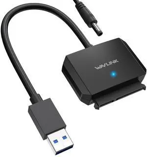 WAVLINK SATA to USB Type-A Hard Drive Cable, 5Gbps USB3.0, Supports UASP, External Hard Drive SATA I/II/III Connector, 2.5" SSD/HDD and 3.5" HDD up to 20TB, Power Adapter Included WAVLINK SATA to USB Type-A Hard Drive Cable, 5Gbps USB3.0, Supports UASP, External Hard Drive SATA I/II/III Connector, 2.5" SSD/HDD and 3.5" HDD up to 20TB, Power Adapter Included