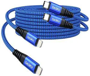 Dasku USB C to Lightning Cable 2Pack 6FT, Nylon Braided Type C to Lightning Fast Charger Cable Compatible with iPhone 14, 13, 12, 11, Pro Max, Xr, Xs, 8, 7, 6 Plus Dasku USB C to Lightning Cable 2Pack 6FT, Nylon Braided Type C to Lightning Fast Charger Cable Compatible with iPhone 14, 13, 12, 11, Pro Max, Xr, Xs, 8, 7, 6 Plus