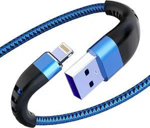 Essri 2Pack for iPhone Charger Cord 10FT, Lighting Cable 10 Feet to USB Charging Cable, Nylon Braided Charging Cord 10 Foot Compatible with iPhone 14 13 12 11 X XS XR 15 Pad - Blue